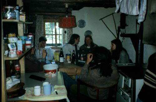 inside the hut, the kitchen
